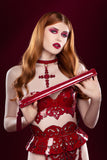 Rosso Lasercut Leather Lingerie Set Fräulein Kink