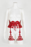 Rosso Lasercut Leather Lingerie Set Fräulein Kink