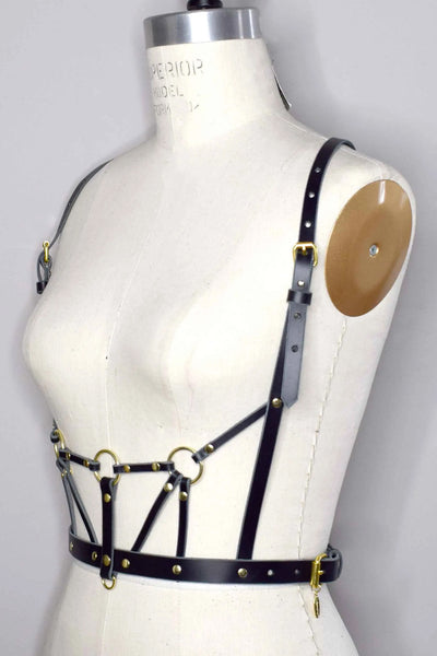 Inanna Strappy Leather Harness Bodice Love Lorn Lingerie