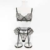 Carmen Lace Lingerie 4 Piece Set Black Lingerie By Coco