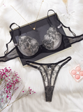 Midnight Embroidered 2-Piece Lace Lingerie Set Lingerie By Coco