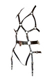 Chastity Black Leather Bodysuit • Gold VoyeurX