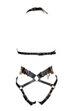 Chastity Black Leather Bodysuit • Gold VoyeurX