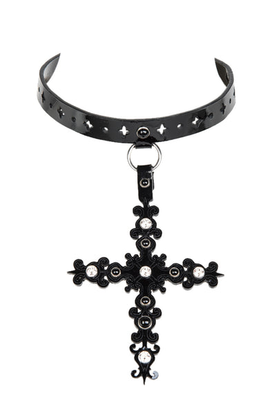 Nero Lasercut Leather Choker Fräulein Kink