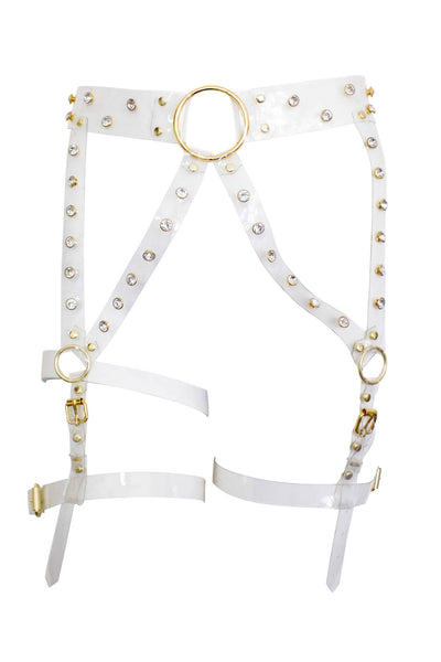 Tina Clear Vinyl Rhinestone Leg Harness Love Lorn Lingerie