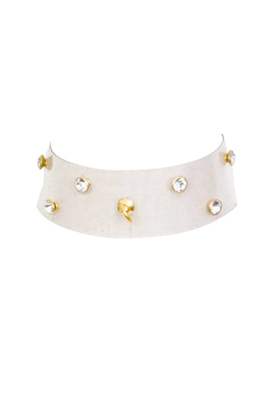 Tina Clear Vinyl Wide Collar with Rhinestones Love Lorn Lingerie