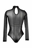 Transparent Black Mesh Bodysuit VoyeurX