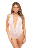 Aria Sheer Plunge Halter Teddy • Pink Oh Là Là Chéri