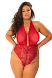 Aria Sheer Plunge Halter Teddy • Pink Oh Là Là Chéri
