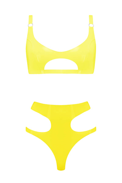 Cut Out Latex Lingerie Set • Yellow Elissa Poppy