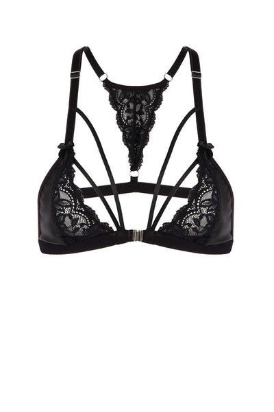 Vegan Leather Lace Triangle Bra Eros Veneziani