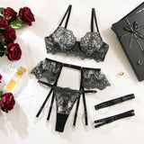 Carmen Lace Lingerie 4 Piece Set Black Lingerie By Coco