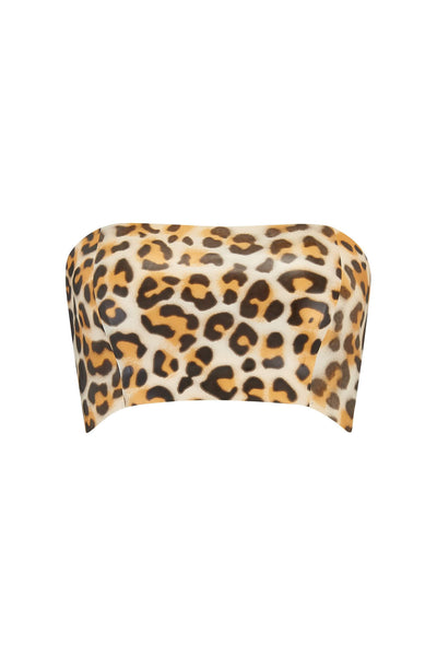 Leopard Latex Bandeau Crop Top Elissa Poppy