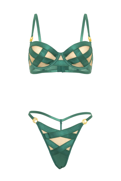 Raelynn Strappy Mesh Bra Set • Seagreen Oh Là Là Chéri