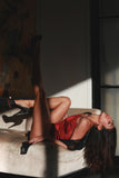 Celine Silk Pleasure Romper • Temptations Flame Nevaeh Intimates