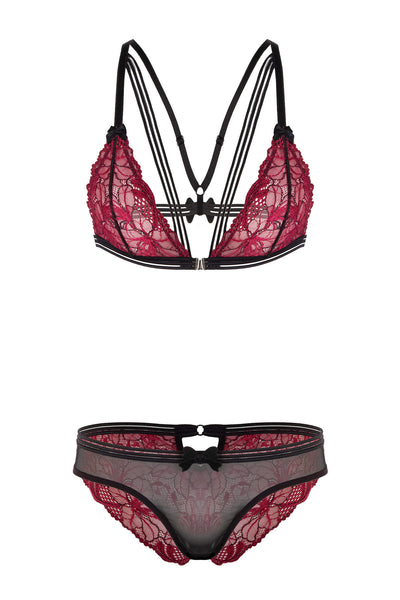 Bordeaux Lace Triangle Lingerie Set Eros Veneziani