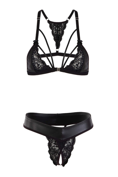Eros Vegan Leather Lace Set Eros Veneziani