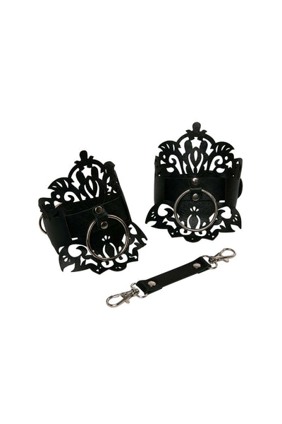 Lucy Lasercut Leather Handcuffs VoyeurX