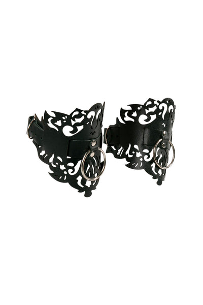 Lucy Lasercut Leather Ankle Cuffs VoyeurX