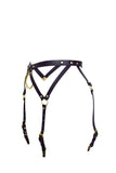 Diamanté Black Leather Garter Belt Love Lorn Lingerie