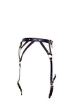 Diamanté Black Leather Garter Belt Love Lorn Lingerie