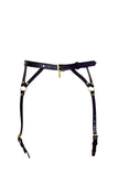 Diamanté Black Leather Garter Belt Love Lorn Lingerie