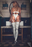 Rubi Suspender White Latex Garter Belt Elissa Poppy