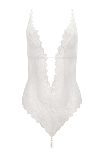 Geneva Ivory Lace Pearl Thong Bodysuit Bracli