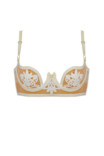 Maia White Latex Quarter Cup Bra Elissa Poppy