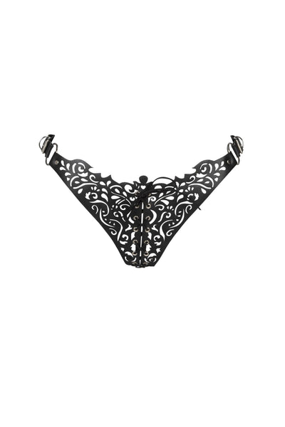 Lucy Lasercut Leather Thong VoyeurX