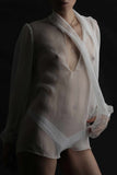 Claire Sissi White Pure Silk Blouse Hot Couture