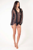 Claire Sissi Pure Silk Chiffon Pussy Bow Blouse Hot Couture