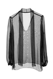 Claire Sissi Pure Silk Chiffon Pussy Bow Blouse Hot Couture
