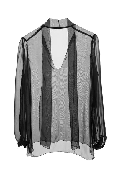 Claire Sissi Pure Silk Chiffon Pussy Bow Blouse Hot Couture