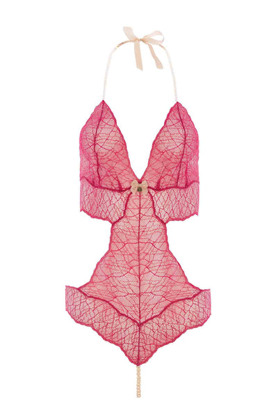 Sydney Single Pearls Red Lace Bodysuit Bracli