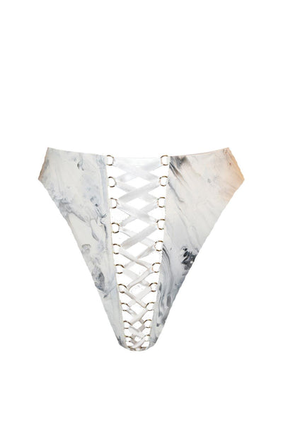 Alexis Lace Up White Latex Knicker Elissa Poppy