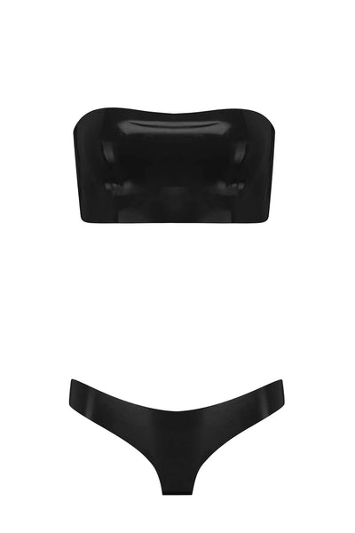 Bandeau Cheeky Latex Lingerie Set Elissa Poppy