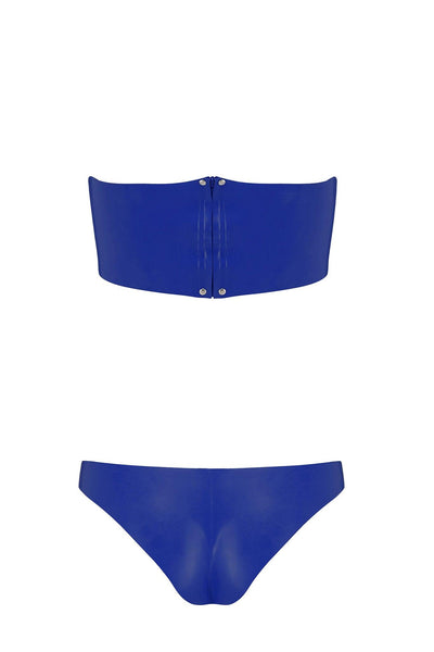 Bandeau Cheeky Royalblue Navy Latex Lingerie Set Elissa Poppy