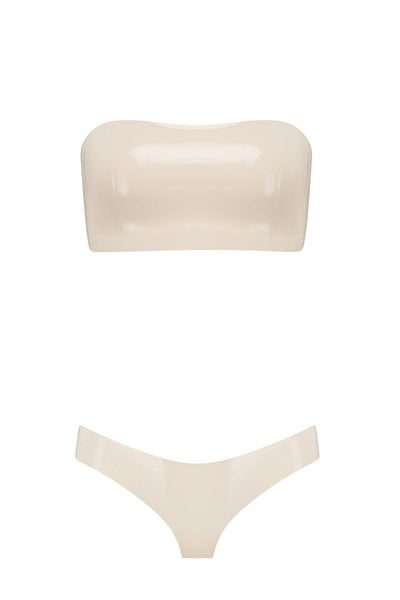 Bandeau Cheeky White Ivory Latex Lingerie Set Elissa Poppy