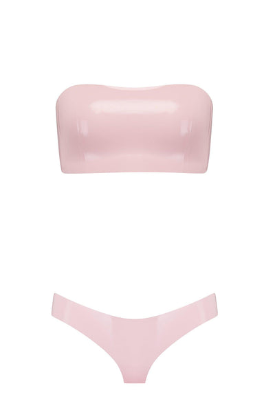 Bandeau Cheeky Baby Pink Latex Lingerie Set Elissa Poppy