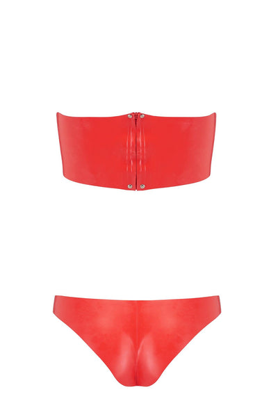 Bandeau Cheeky Scarlet Red Latex Lingerie Set Elissa Poppy