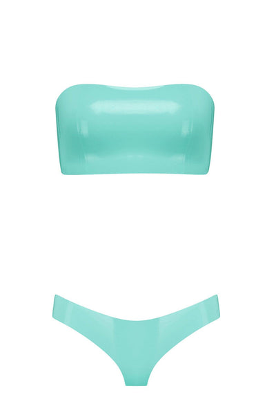 Bandeau Cheeky Jade Green Latex Lingerie Set Elissa Poppy