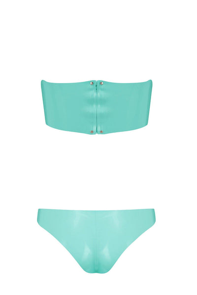 Bandeau Cheeky Jade Green Latex Lingerie Set Elissa Poppy