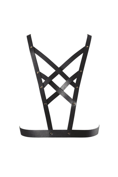 Maze Vegan Leather Cross Cleavage Harness Bijoux Indiscrets