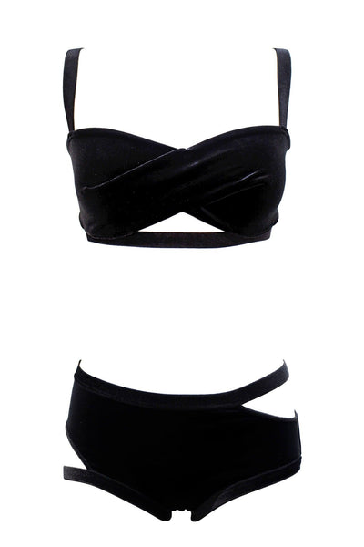 Black Velour Lingerie Set K+1%