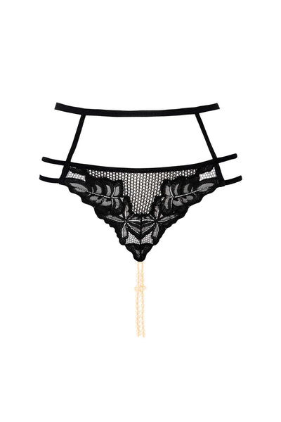 London Leavers Lace Pearl Thong Panty Bracli