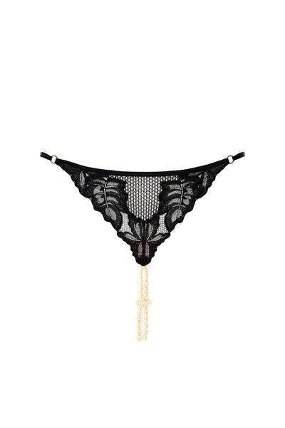 London Leavers Lace Pearl Thong G-String Bracli
