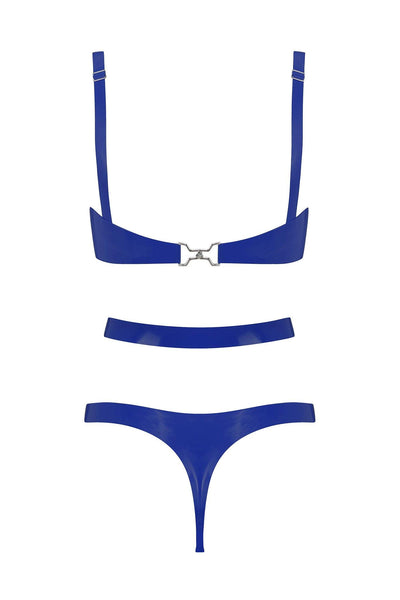 Royalblue Navy Cut Out Latex Lingerie Set Elissa Poppy