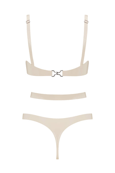 White Ivory Cut Out Latex Lingerie Set Elissa Poppy