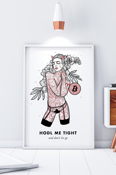 Bitcoin Art in Frame • Brooke x Hodl Me Tight Wolfmumma